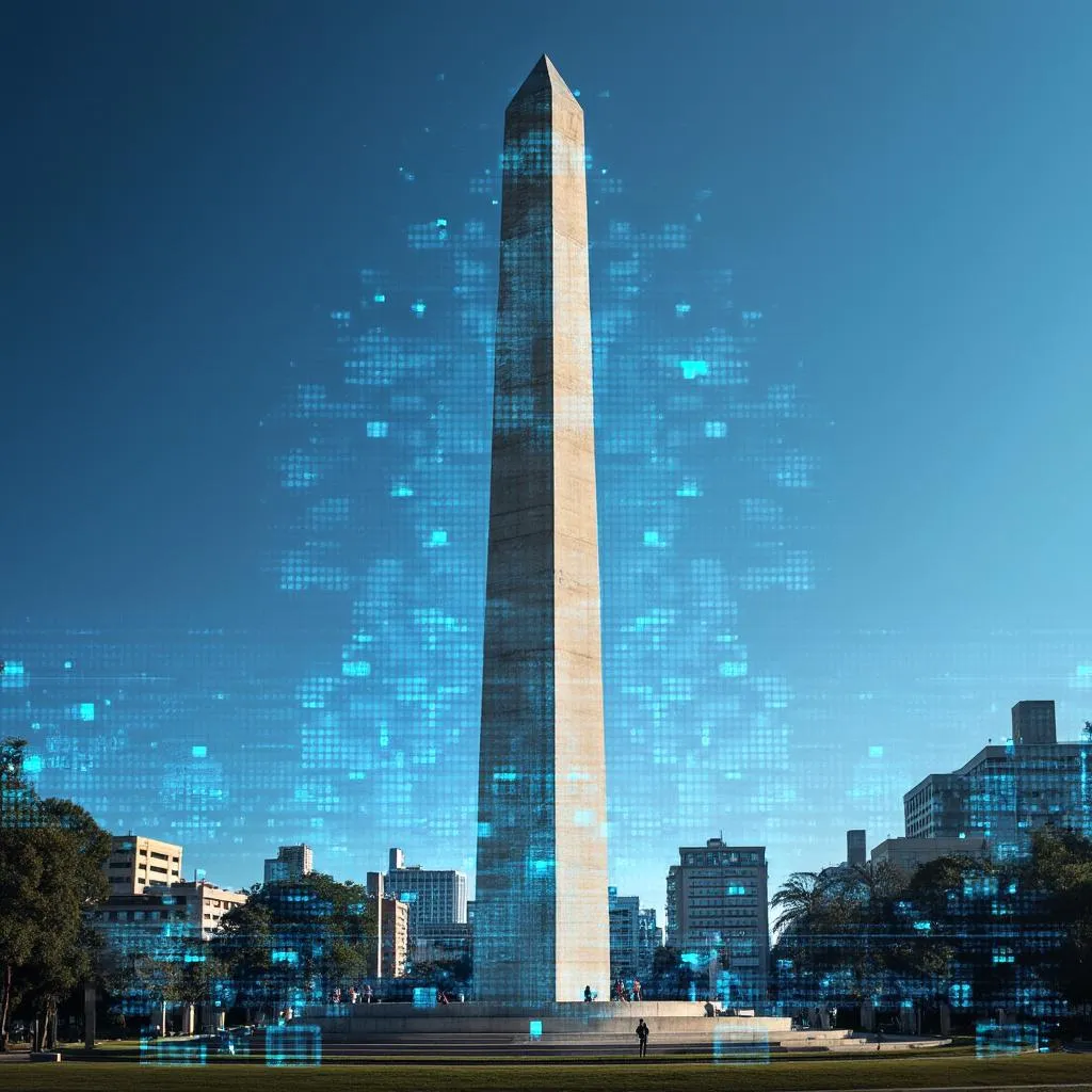 Obelisco Buenos Aires con datos financieros